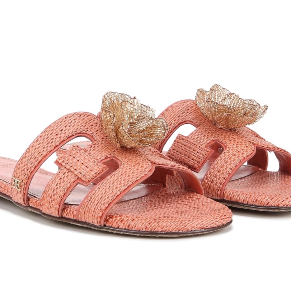 Sam Edelman Women's Bay Flora Slide Sandals Peach Orange 8.5